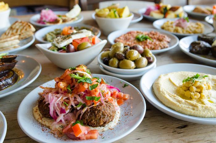 The Real Greek Vegetarian Mixed Dishes - Falafel - Houmous - Greek Salad - Greek Olives