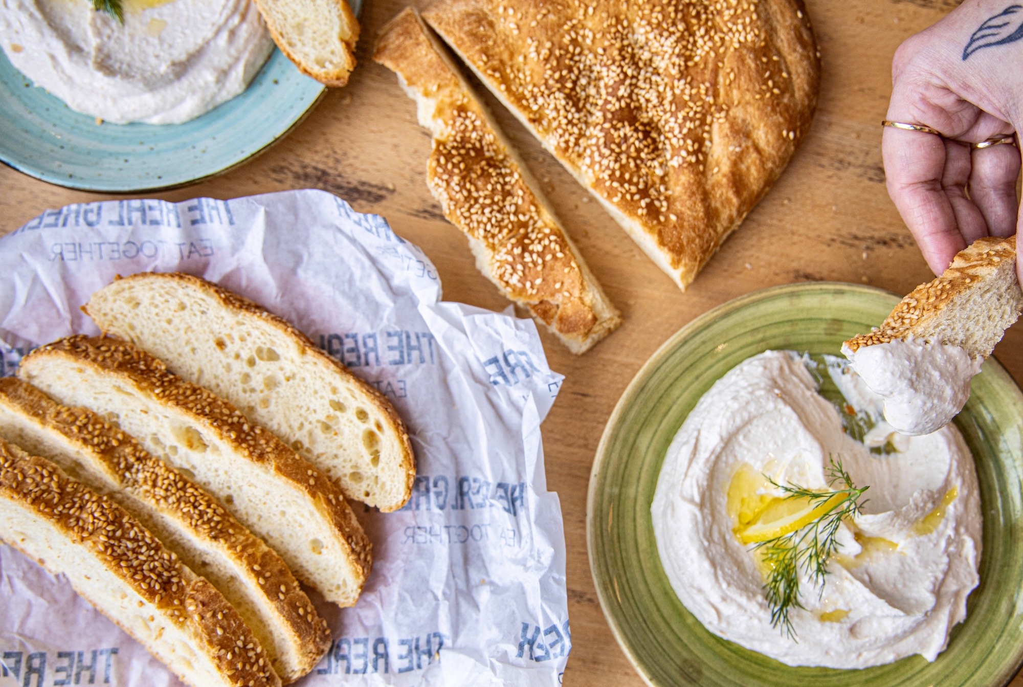 clean monday - the real greek - Lagana bread - taramasalata