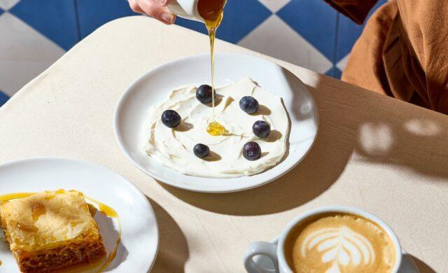 Greek yoghurt, Baklava and a Flat White