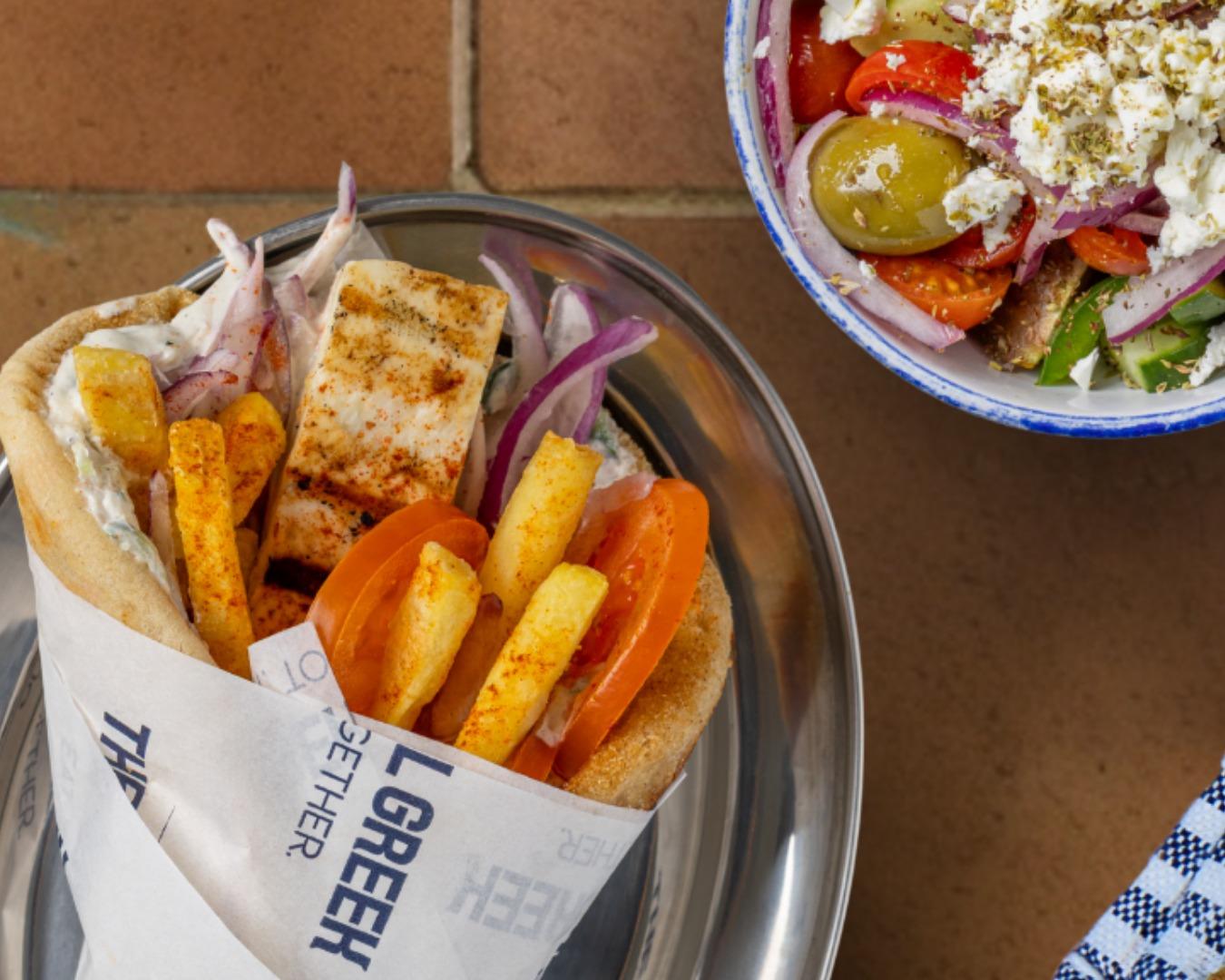 Grilled halloumi wrap